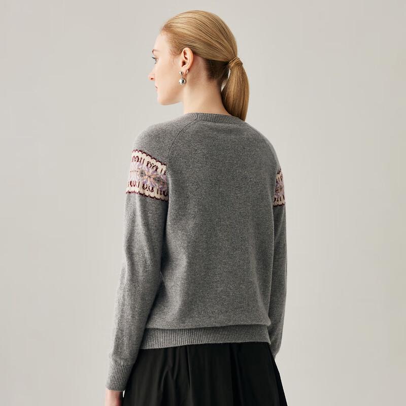 Zhaojun Women's Fair Isle Cashmere Round Neck Sweater