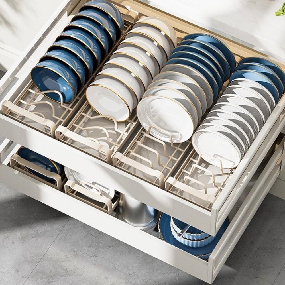Prostorově úsporný výsuvný odkapávač na nádobí Vestavěný kuchyňský zásuvkový regál Stojan na odkapávání misek Kuchyňská skříňka