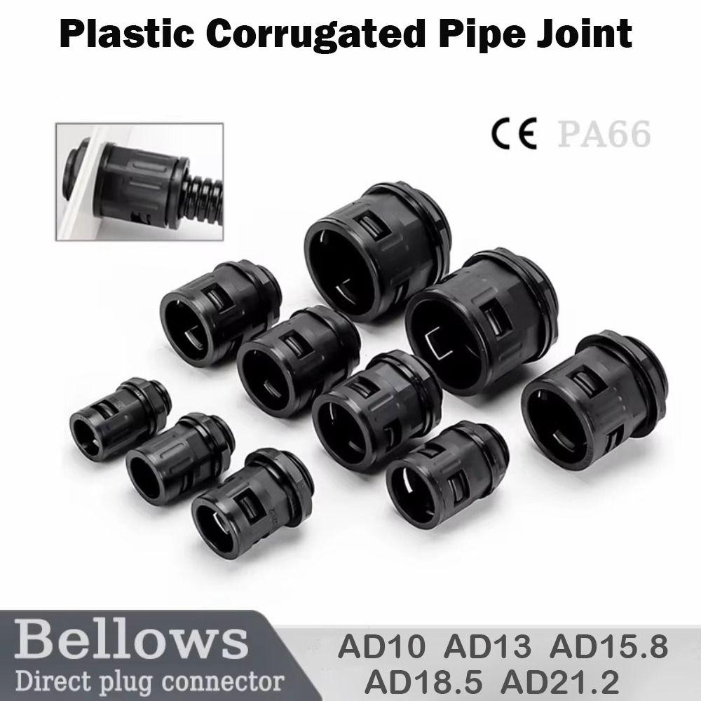 AD13 Plastic Corrugated Pipe Joint Black Multisize Bellows Joint Nylon Joint PP Corrugated Pipe
