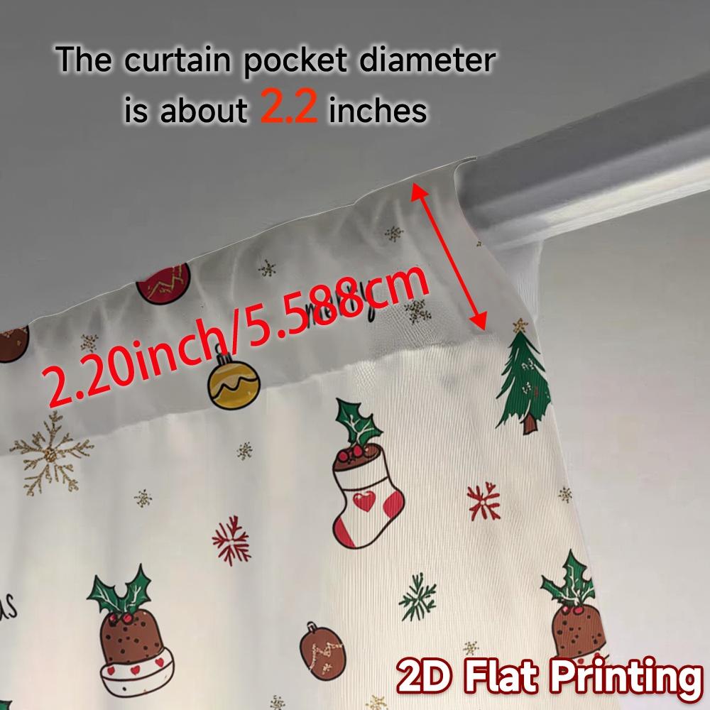 2pcs,Curtains Christmas Ornaments Trees Holly Jingles Popular Print Curtains Versatile Durable Polyester Curtains Versatile All