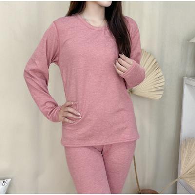 Winter Thermo-Unterwäsche für Damen, Rundhalsausschnitt, dick, warm, langärmelig, Samt, weiblicher Anzug
