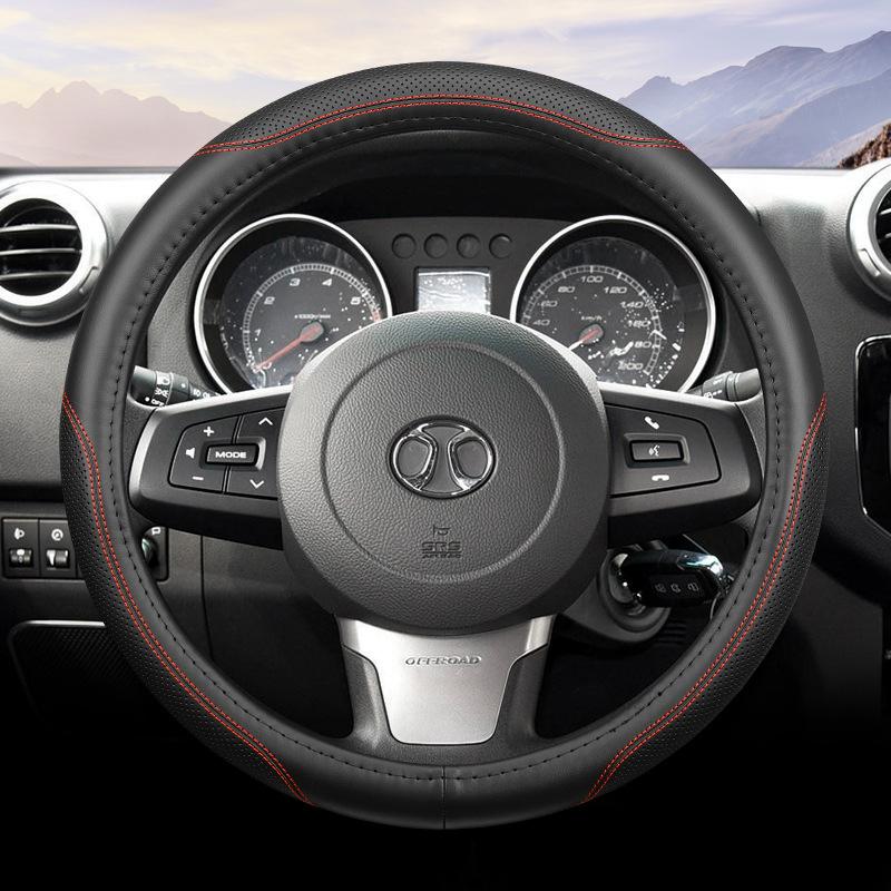 High Leather Braid On Car Steering Wheel Cover Wrap For BAIC BJ20 BJ30 BJ40 BJ60 BJ80 BJ90 F40 37-38CM Steering-Wheel Protector