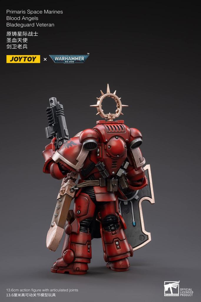 JOYTOY Warhammer Primaris Space Marine Blood Angel Bladeguard Veteran Scale ABS PVC Action Figure 40,000 1/18 & Pre-painted