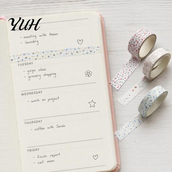 Creative Washi Tape 3 Rolls Set, Decorative Stickers, Aesthetic Tapes for Moderate Width Scrapbooking Supplies, Journaling Junk Journal, Wrapping