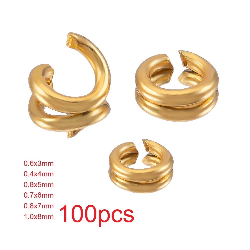 100-200pcs/lot 3/4/5/6/7/8/10mm Stainless Steel Gold Plated Jump Ring Connector for Diy Jewelry Making Accessories Wholesale