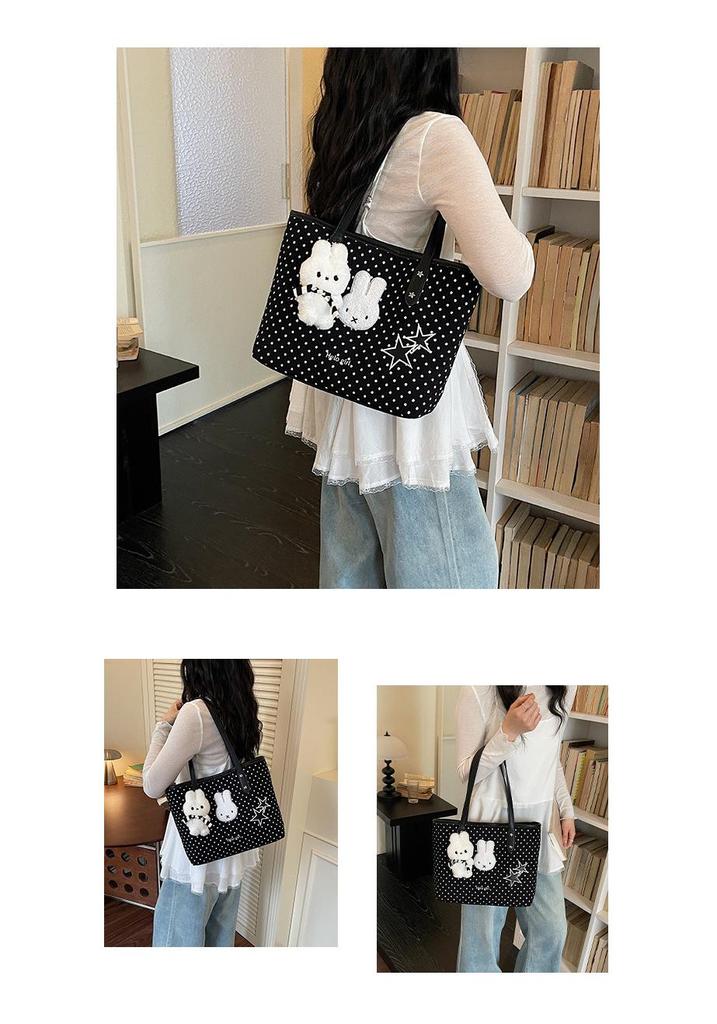 Korean Style Polka Dot Large-Capacity Women's Tote Bag - Fashionable, Casual, and Cute for Daily Commuting