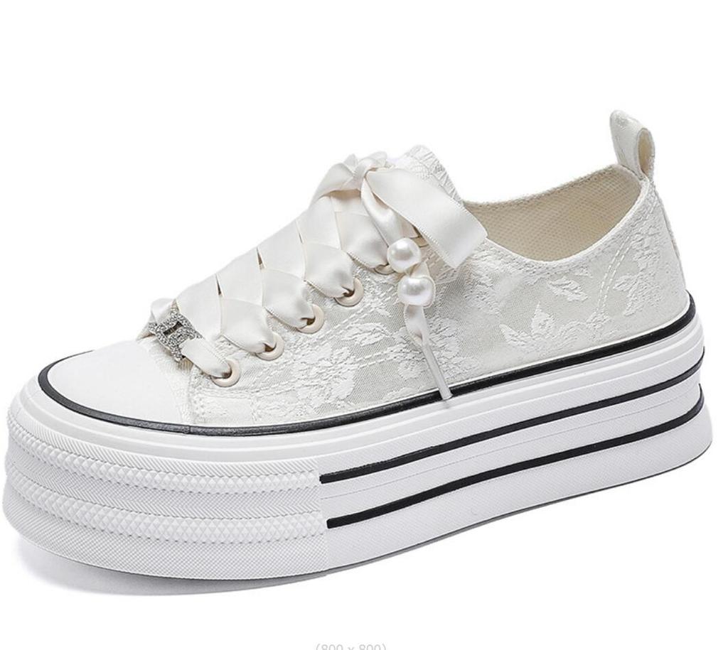 Fashion Women Platform Canvas Shoes Increasing Chunky Sneakers For Girls Outdoor Trainers Ladies All-match Espadrille Thick Sole Footwea