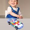 Light Up Toy Car with Universal Wheels Transparent Car Model with Colorful LED Lights Spinning Gears Music Mini Car Sensory Toys for Boys 3+