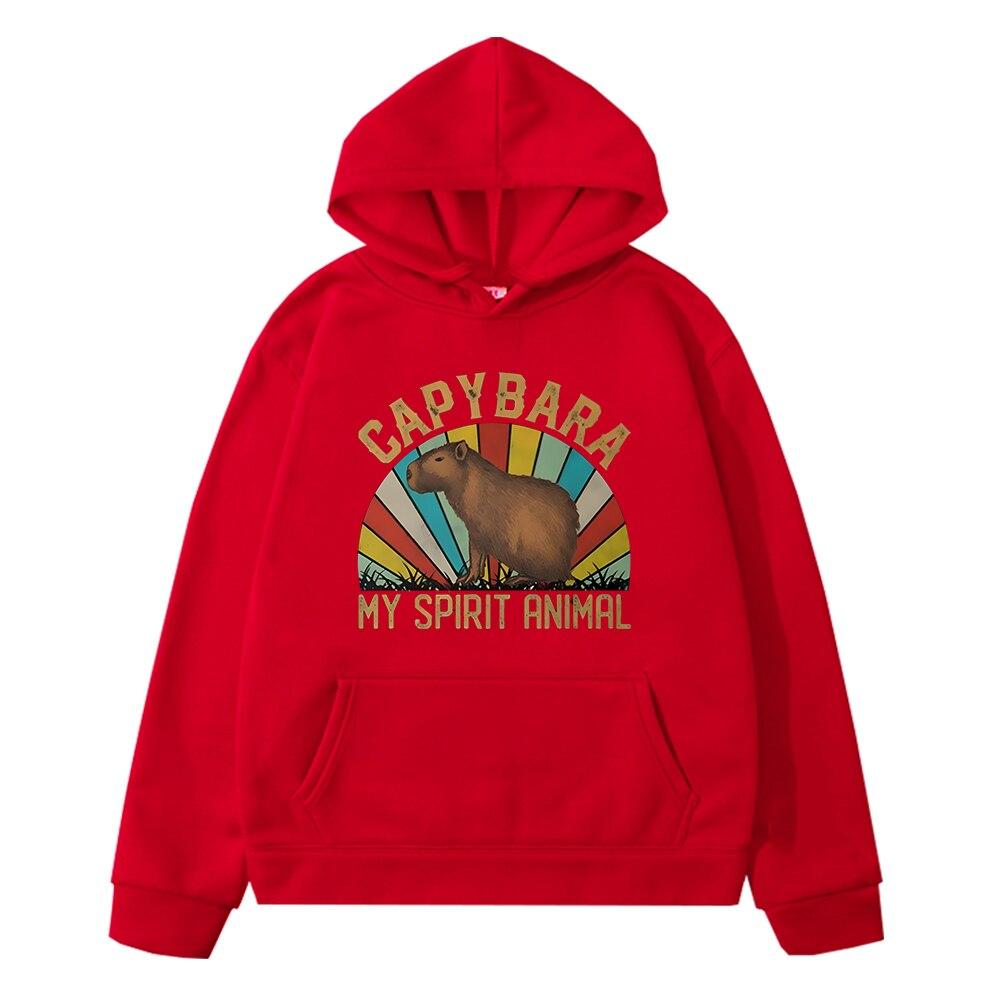 

Толстовка с капюшоном в стиле аниме Капибара, осенняя толстовка y2k sudadera Kawaii, флисовый пуловер, детская одежда, толстовка для мальчиков и девочек, детские толстовки 130 красный