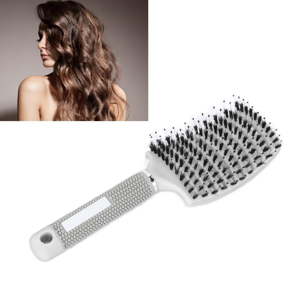 Ergonomic Handle Vented Styling Brush Soft Bristle Anti Frizz Hair Comb For Thick Fine Hair