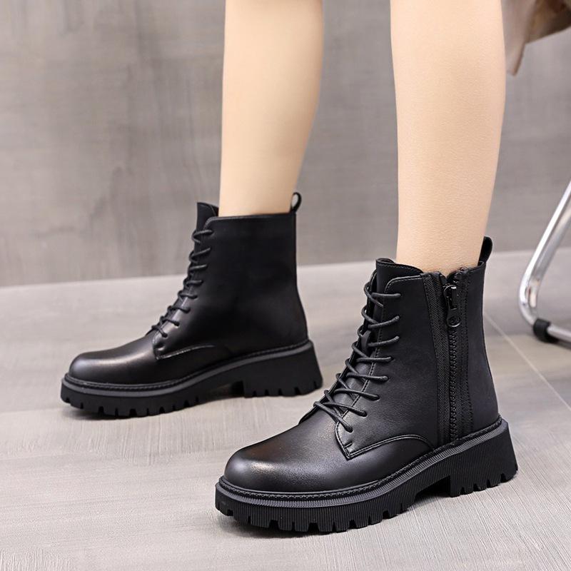 Martin Boots Women's Shoes British Style 2025 New Versatile Platform Non-slip Autumn and Winter Velvet Short Boots Ins Tide