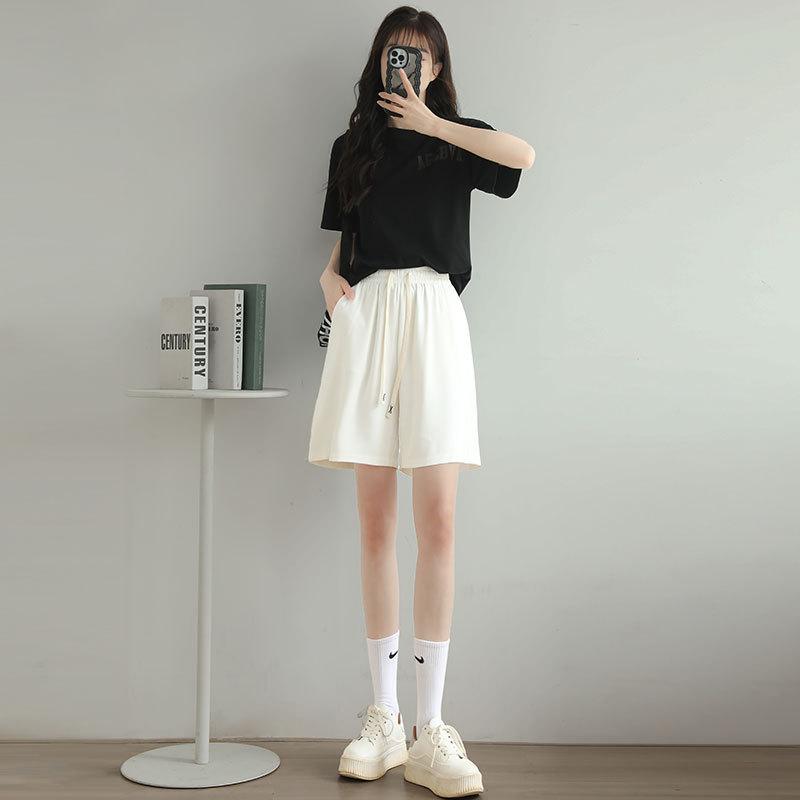 Women's Ice Silk Quick Dry Suit Shorts - High-waisted Loose Wide-legged, Sports Summer Casual Outer Wear, Lightweight Cool Fashion Versatile