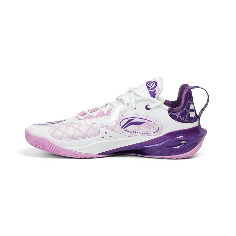 New LINING Flash Strike 11 Basketball Shoes Men's Low Top White Purple ABAU053-20