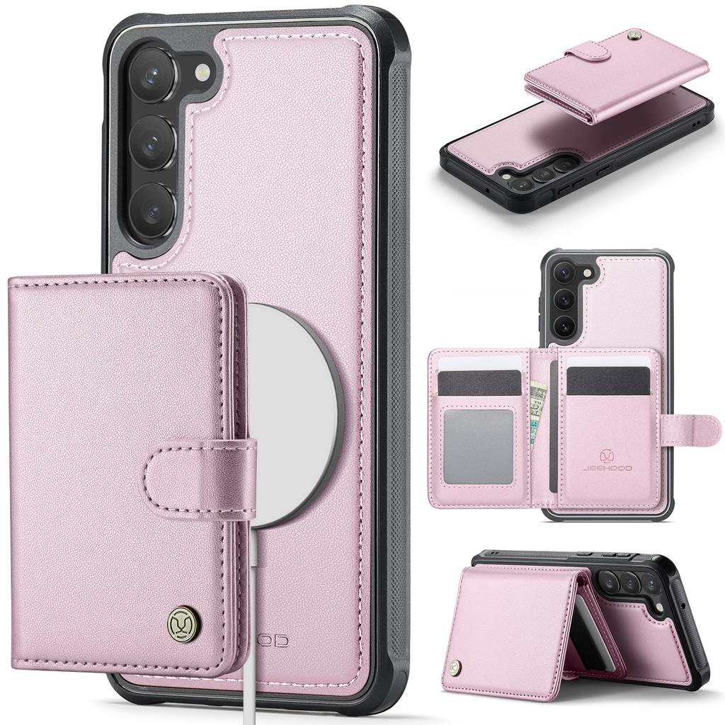 For Samsung Galaxy S23+ Case JEEHOOD J09 RFID Blocking Card Holder Leather Back Phone Cover Magnetic Case