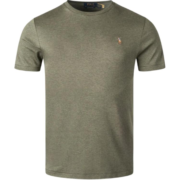 Мужская футболка с коротким рукавом и круглым вырезом Polo Ralph Lauren с логотипом приталенного кроя топы зеленый 710740727-087 L 7734₽
