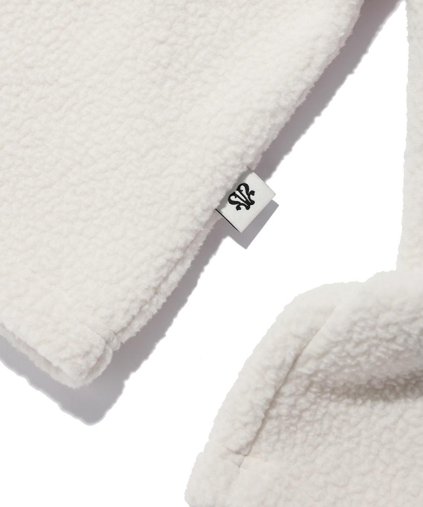 YOUHEE Boucle Half Neck Zip-Up Sweatshirts Ivory