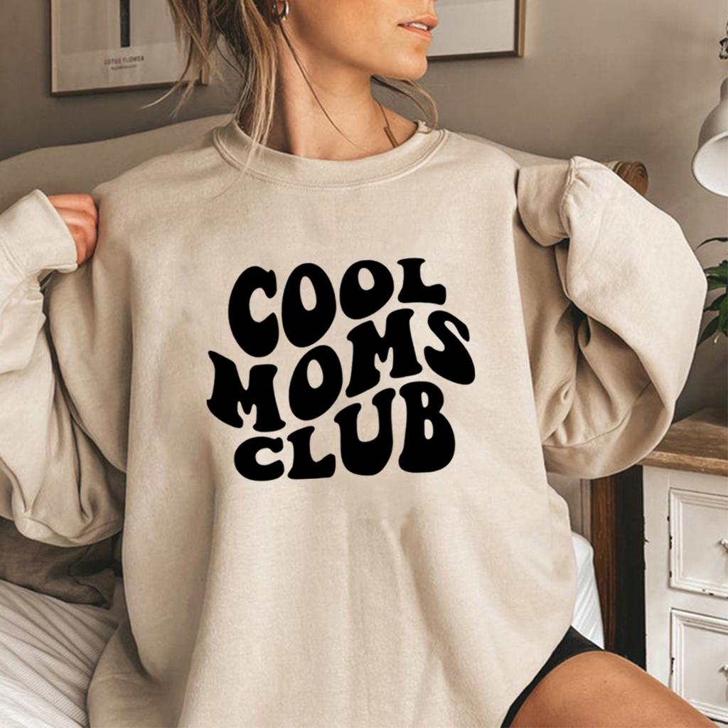 Mikina Cool Moms Club Mikiny pro mámu Dámský pulovr s dlouhým rukávem Ležérní grafické mikiny Dárek k narozeninám pro matky