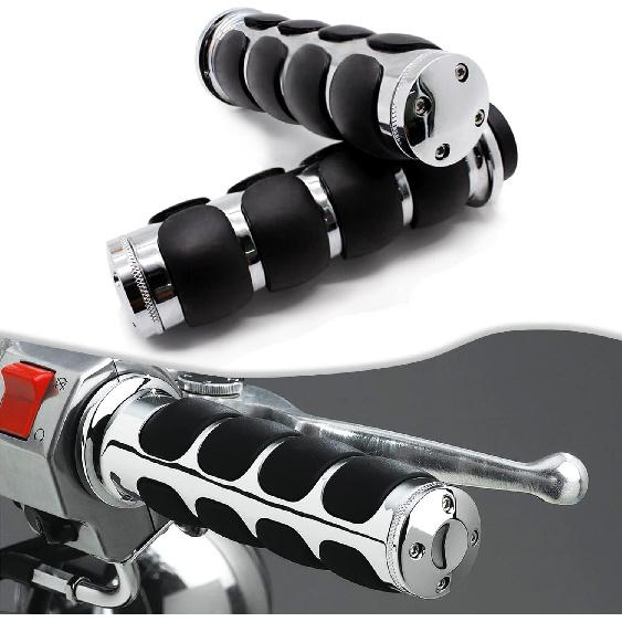 DREAMIZER Universal Motorcycle Hand Grips With Black Non-Slip Rubber For Harley Honda Yamaha Suzuki Kawasaki