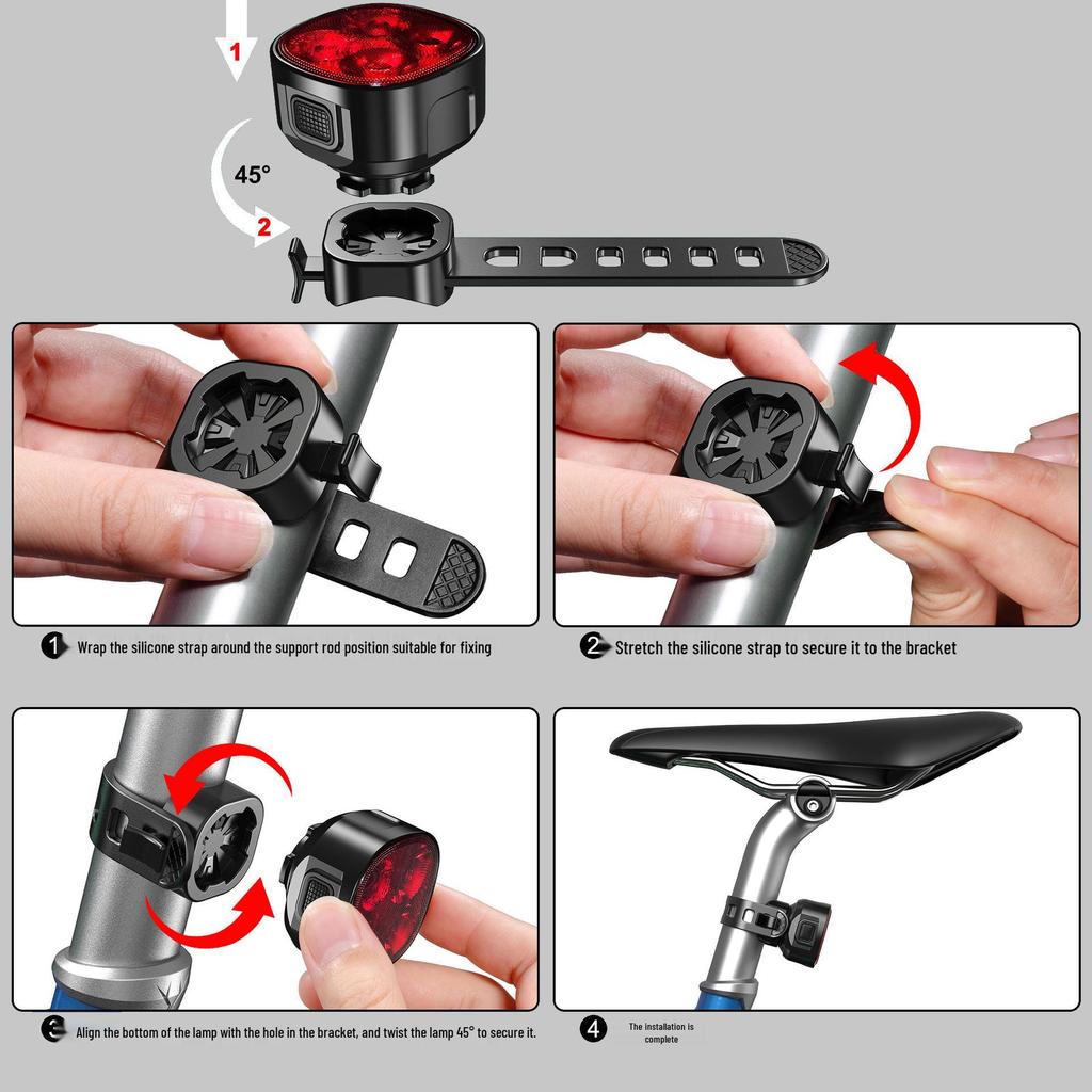 High-Brightness 4-LED Bicycle Front & Rear Light Set with Safety Taillight