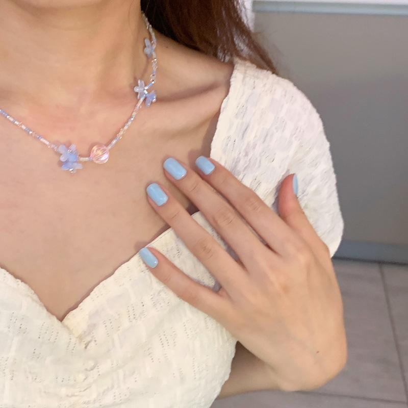 

Acrylic flower irregular ball rice bead necklace accessories high sense fashion collarbone chain temperament items