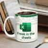 Excel-Freak im Bett, Weiße Tasse, Frühstückskaffee und Tee, Wasserbecher, Weihnachtsgeschenk, Strumpffüller