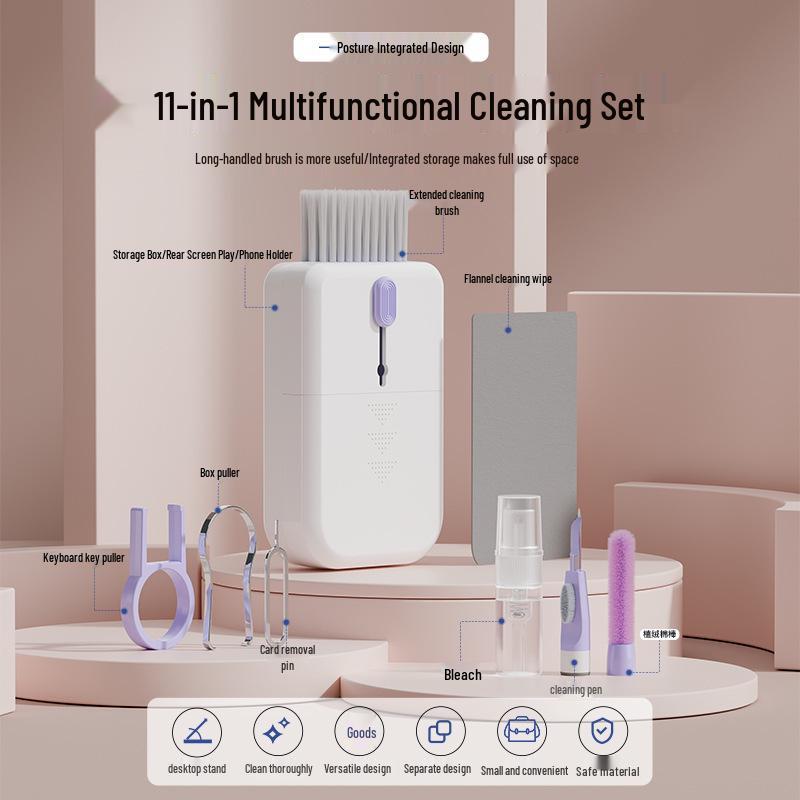 Multifunctional Cleaning Brush Set: Keyboard, Camera, and Earphone Cleaner.