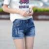 Summer Thin Women Ripped Denim Shorts Stretchy High Waist Hot Pants Slim Fit Korean Style Student Fashion