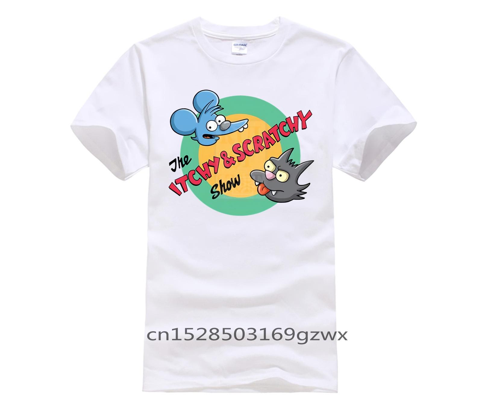 

Модная креативная футболка с графическим рисунком, топ The Fight And Bite Itchy Scratchy, одежда, новая летняя унисекс, повседневная футболка с принтом, унисекс 3XL