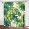 Set Of 2 Polyester High Definition Digital Printed Green Leaves Pattern Curtains Suitable Bedroom Living Room Office Curtain Sheer For Sitting Made