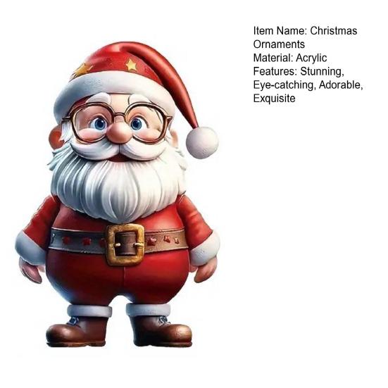 2D Acrylic Christmas Hanging Pendant Cartoon Flat Snowman Santa Car Rearview Mirror Charm for Xmas Tree Backpack Decoration Car Interior Accessories