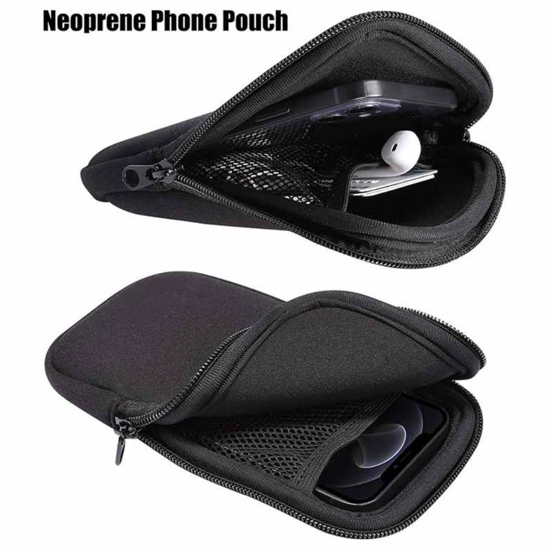 Capa protetora universal com zíper para celular, resistente a impactos, ideal para smartphones em movimento.