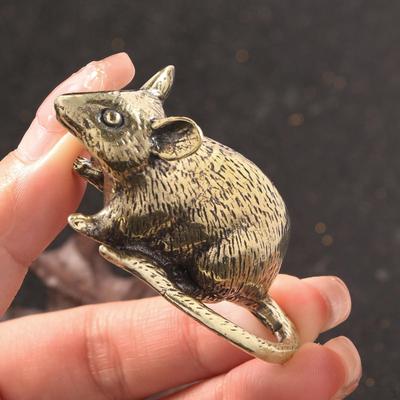 Mouse Sculpture Animal Ornament Rat Miniature Collectible Feng Shui Decor for Shelf Office