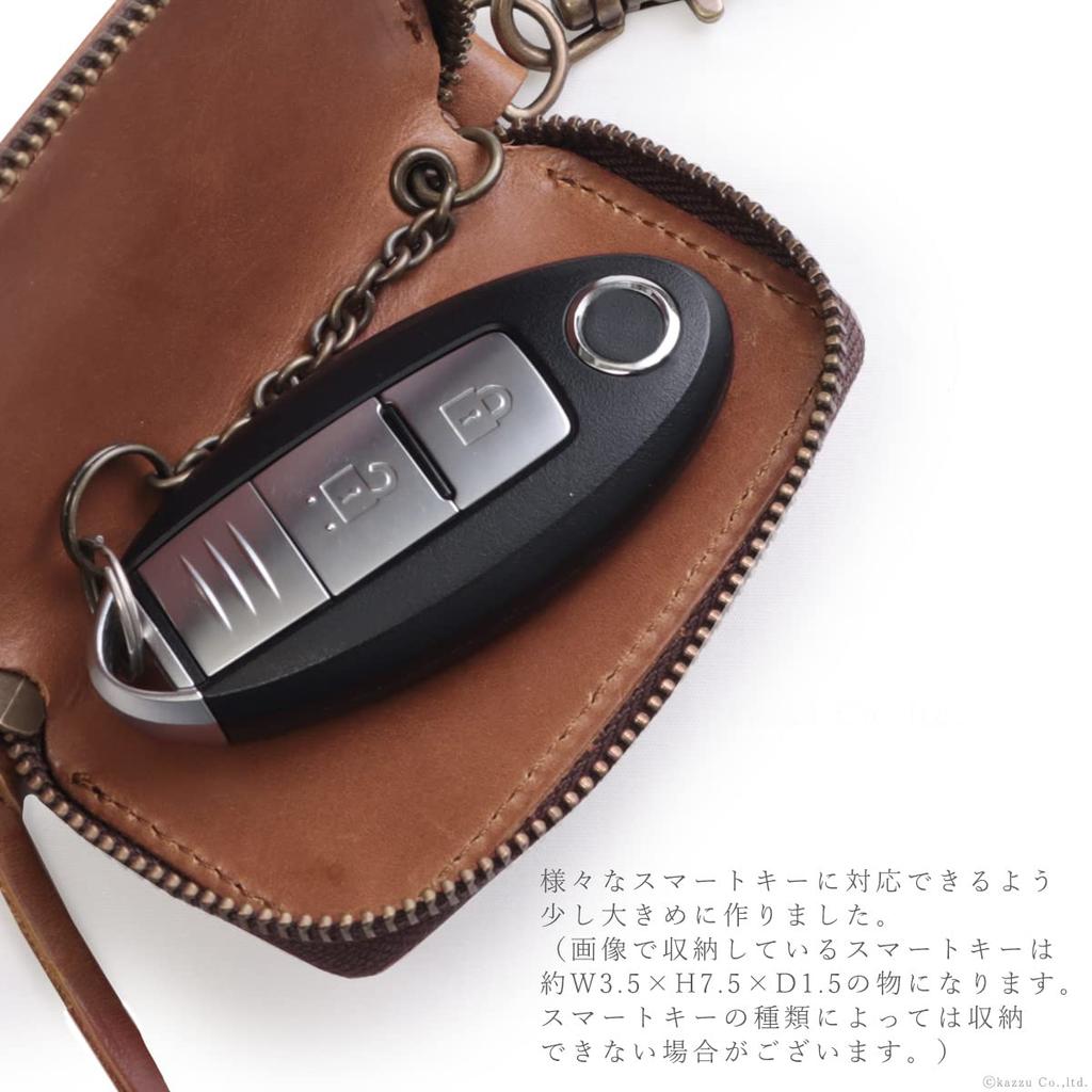 Nafka Women's Key Case, Smart Key Compatible, Genuine Mostro Leather, Made in Japan [NFK-72009] (Gray)