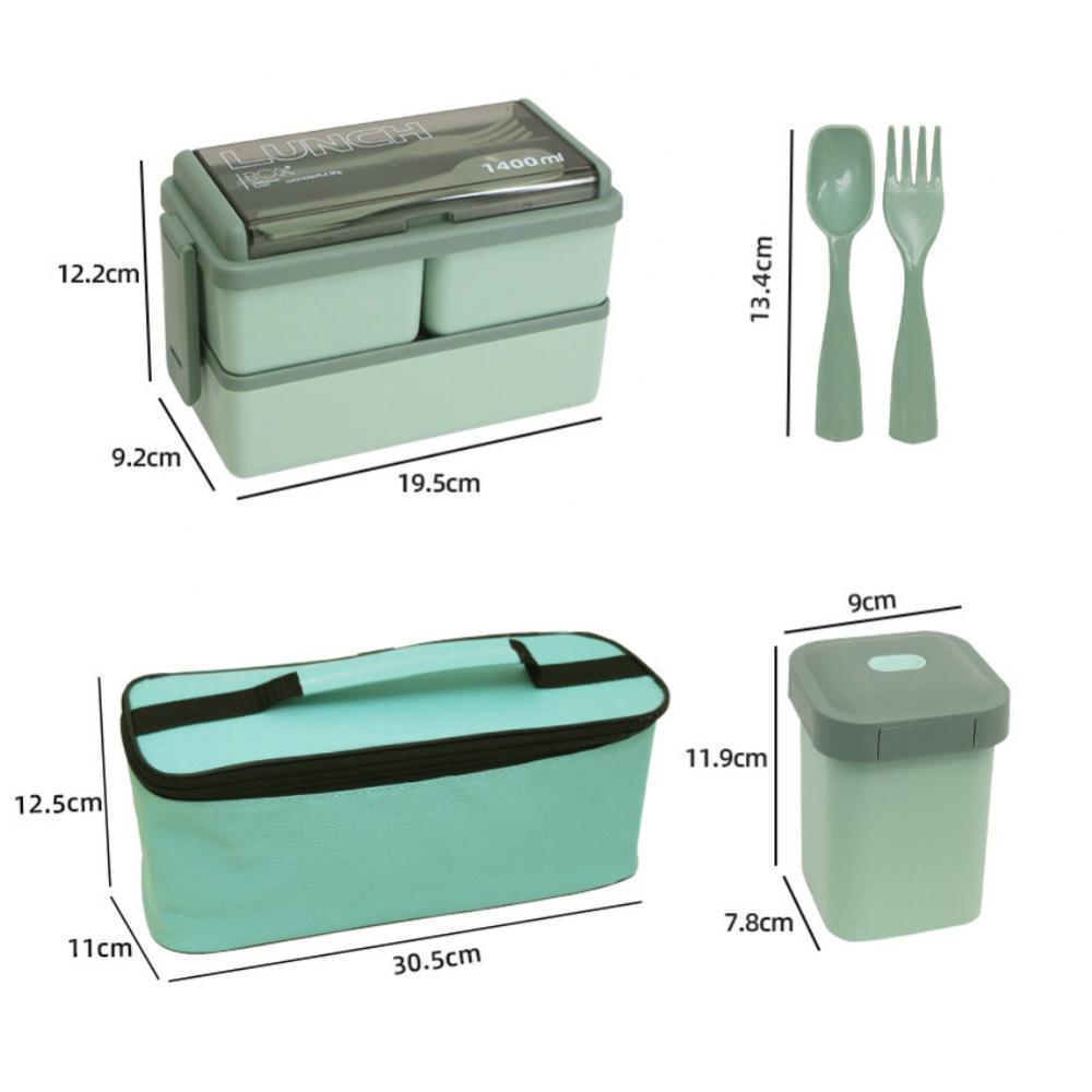 

Двухслойный ланч-бокс для детей в школу, микроволновка, бенто-бокс, с вилкой, ложкой, сумкой для хранения, набор посуды, контейнер для хранения еды