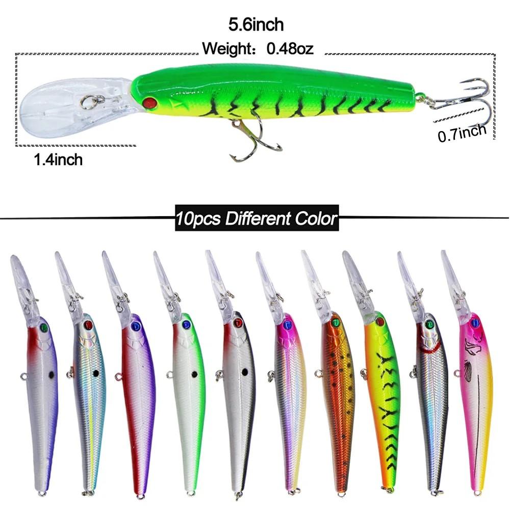 

10 шт./8 шт. Жесткие рыболовные приманки Воблеры Минноу Набор Крэнкбейтов для Басса Реалистичные Свимбейты Глубоководные Тонущие Приманки с Тройным Крючком