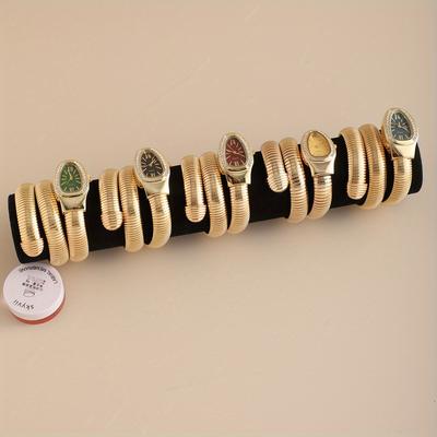 Elegant Women's Snake Shaped Watch, Alloy Band, Multiple Dial Colors, Casual Daily Wear, Stylish Ladies' Accessory