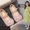 Soft Soled Children Leather Shoes Mesh Bowknot Mary Jane Shoe Fashion Girls Princess Shoes  Banquet