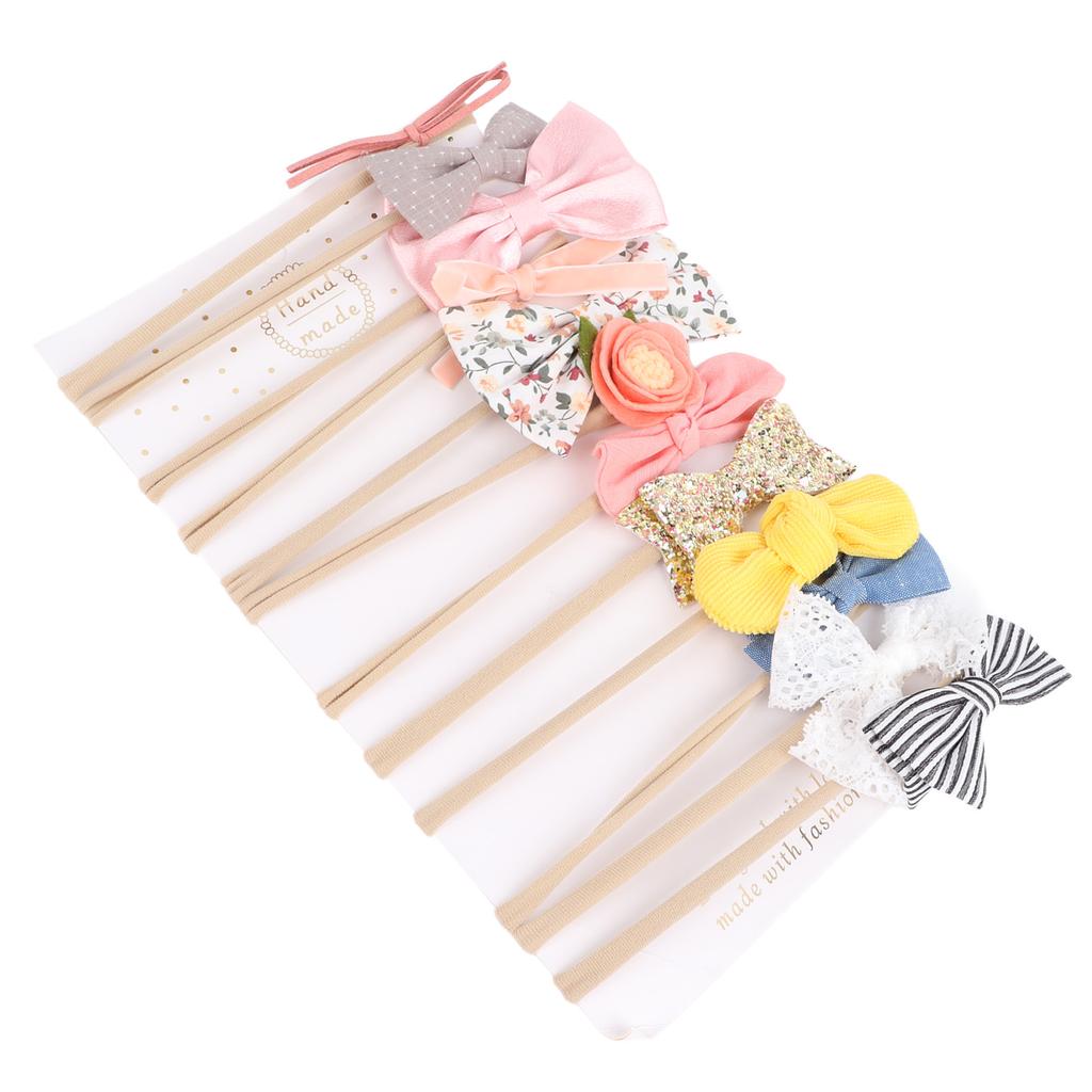 12pcs Baby Bows Hair Ties Elastic Multi Color Cute Ponytail Hairband for Toddlers Girls