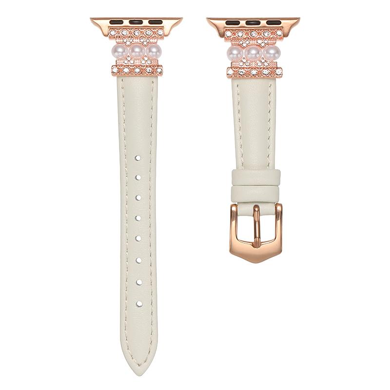 

For Apple Watch 10 46mm/Ultra 2/Ultra 49mm/9 8 7 45mm/SE (2023) SE (2022) SE 6 5 4 44mm/3 2 1 42mm Pearl Adjustable Watch Band Beige