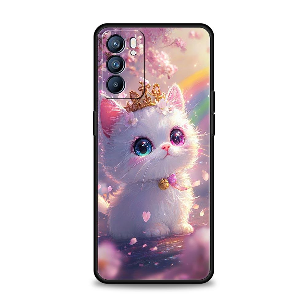 Colorful Cat Design Phone Case For Oppo Reno 13 12 11 10 7 F Find X5 X6 A98 A80 A79 A78 A57 A54 A31 A17 Pro 5G Soft TPU Cover