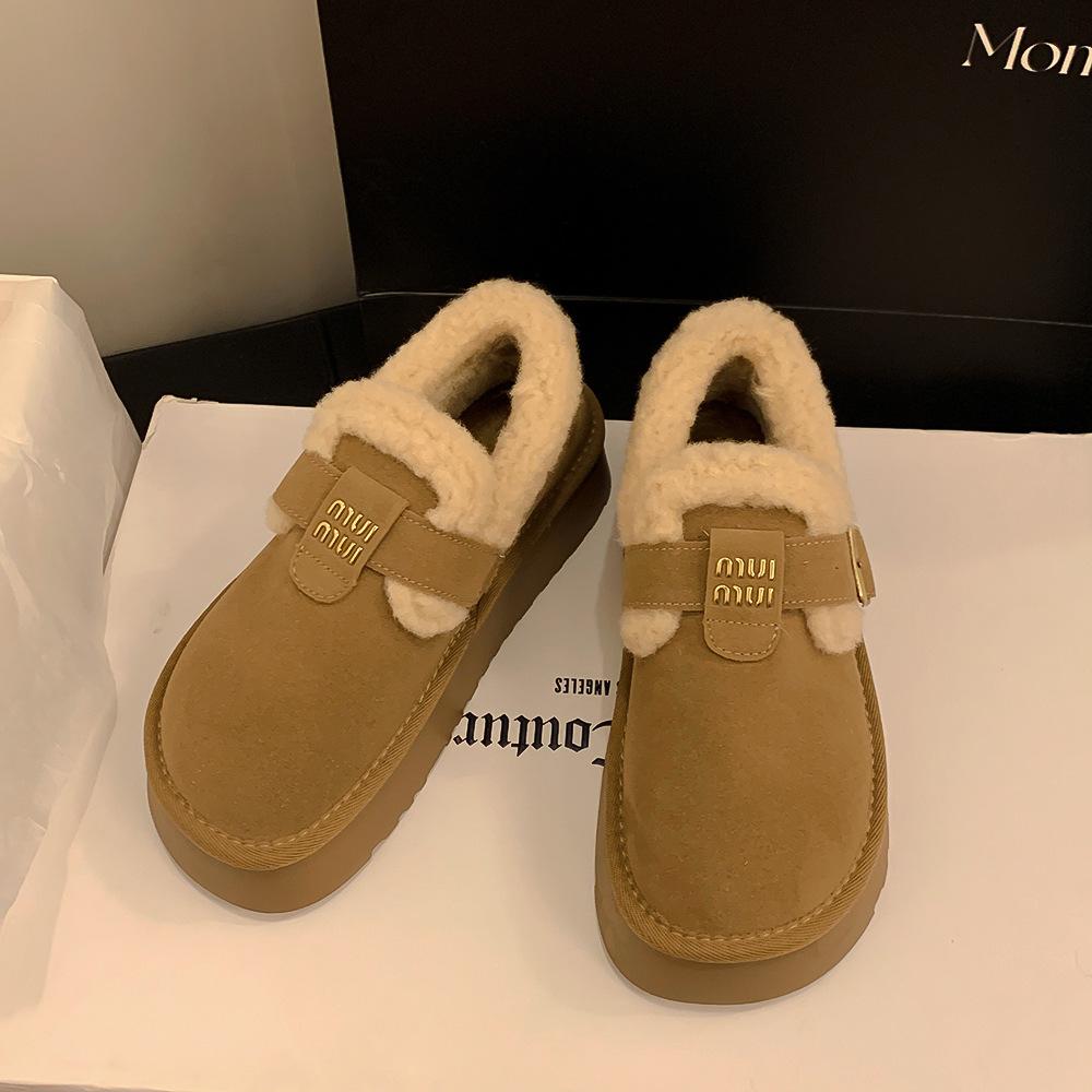 Women s Thick-Soled Snow Boots with Fur Lining - 2025 Winter Velvet Warmth 36