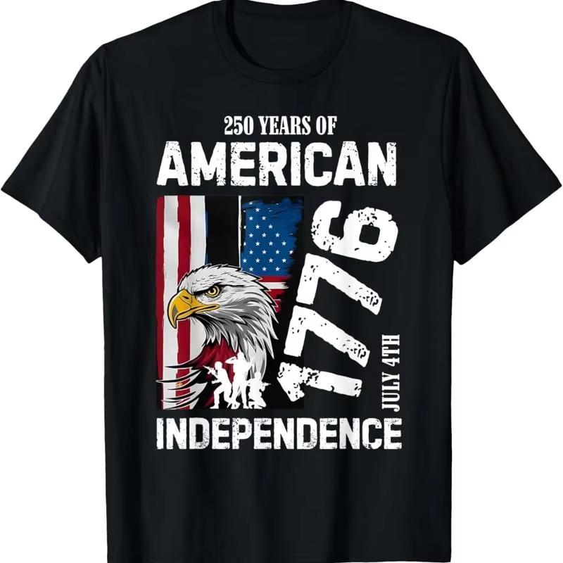 

2026 New 250 Years America Anniversary 250Th Independence Day T Shirt Retro Streetwear Tshirt Summer Tops Mens Clothing S