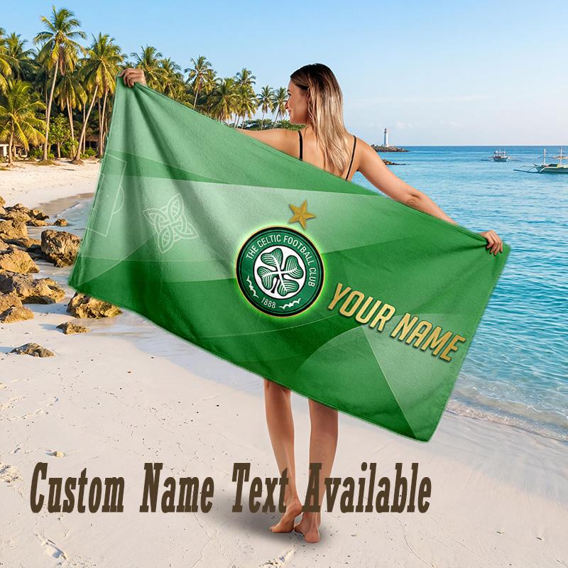 Celtic FC Design Beach Towel Custom Text Large Towel for Beach Vacation