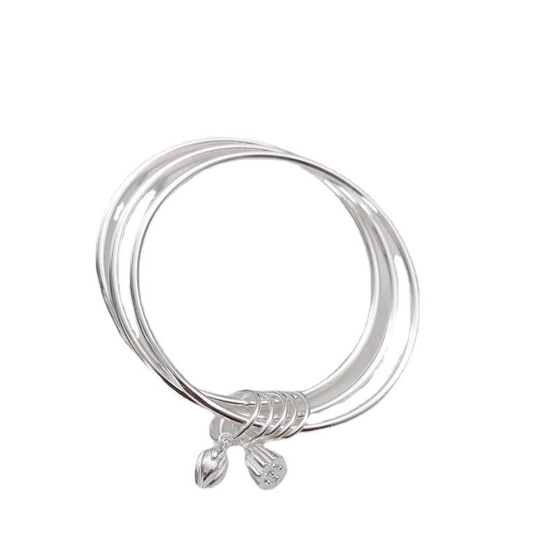 

Браслет Twice Happy для женщин, простые украшения, сладкий и свежий, лотос Пэн, три жизни, три жизни, браслет с гладким лицом для подруги 17cm