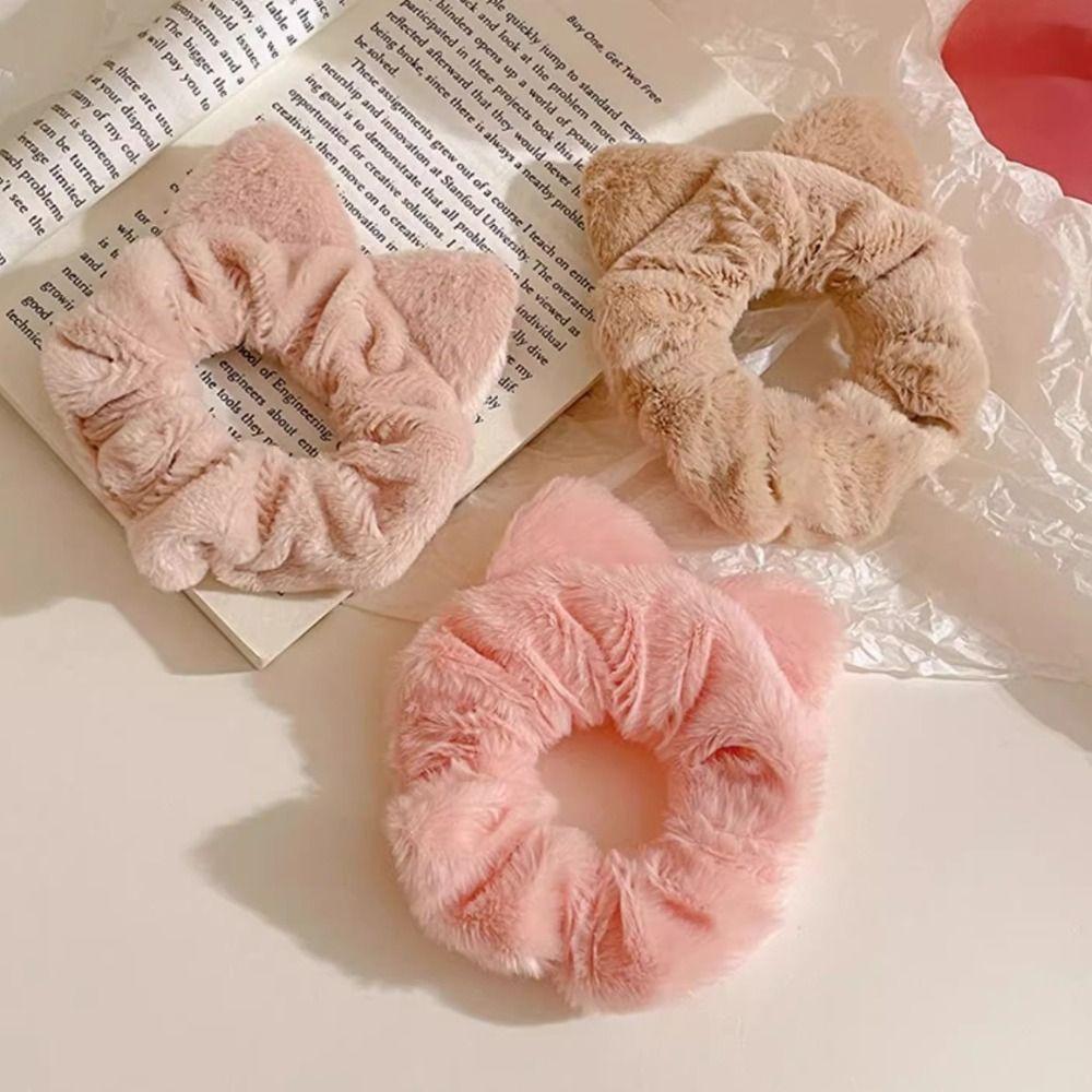 Plush Rubber Band Cat Ear Shaped Hair Band Cute Hair Tie
