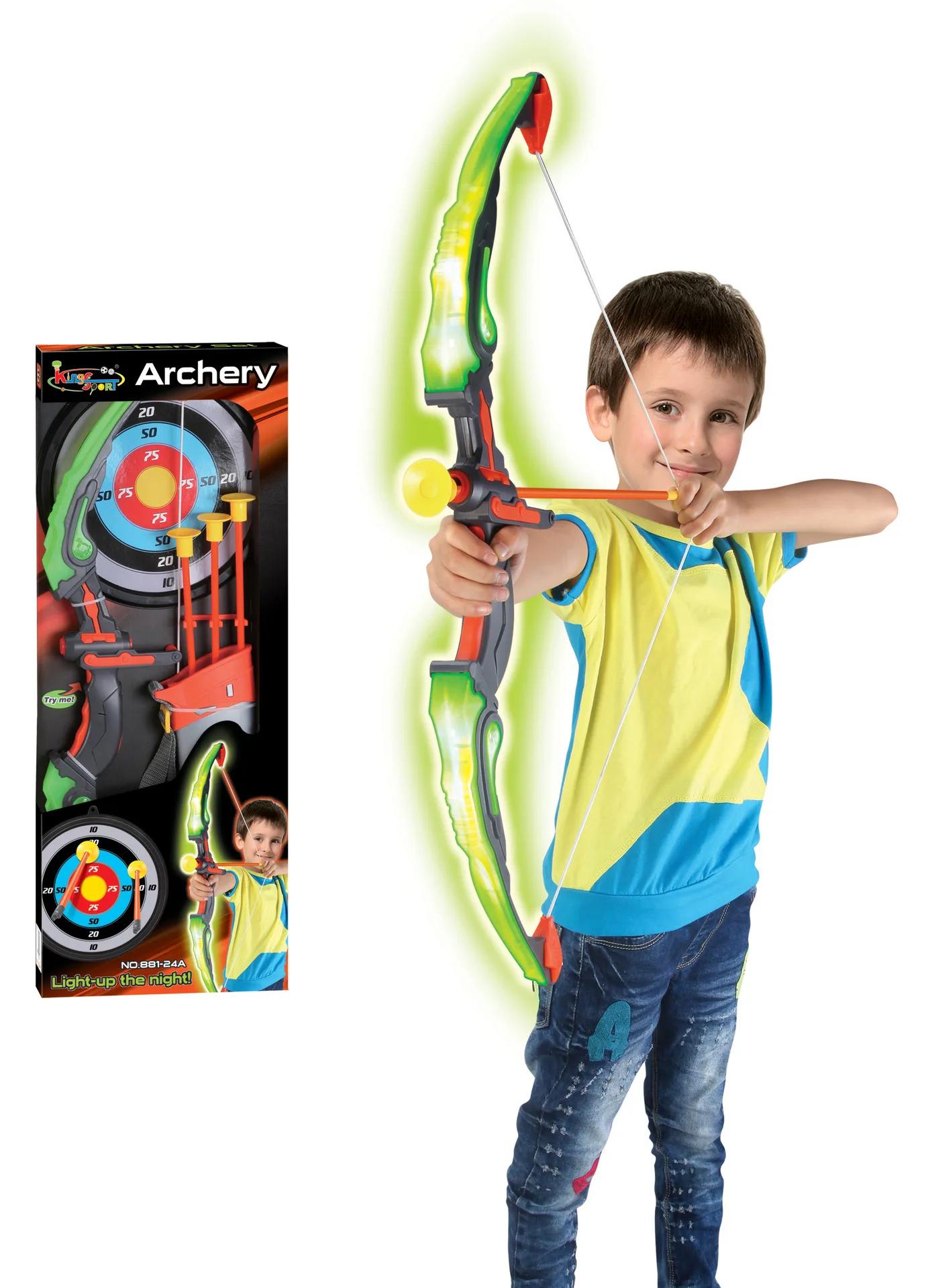 

Kids Bow And Arrow Set Shooting Game With Led Light Up Archery Plaything Target Quiver Indoor Outdoor Sport Toys For Young Boys Girls Gifts