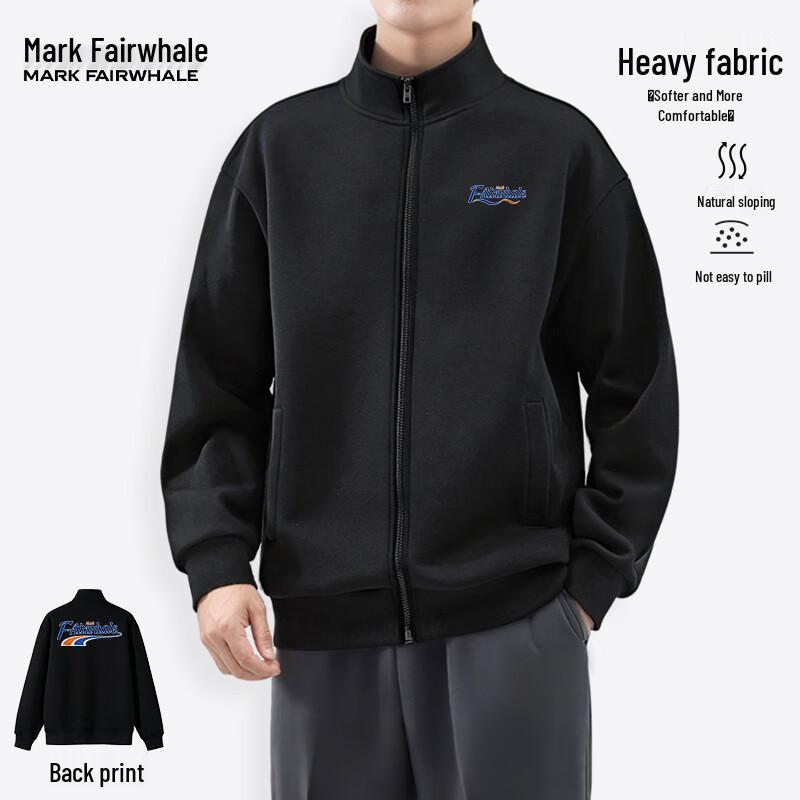 

Mark Fairwhale Men s Versatile Stand-Up Collar Loose-Fit Sweatshirt Jacket L