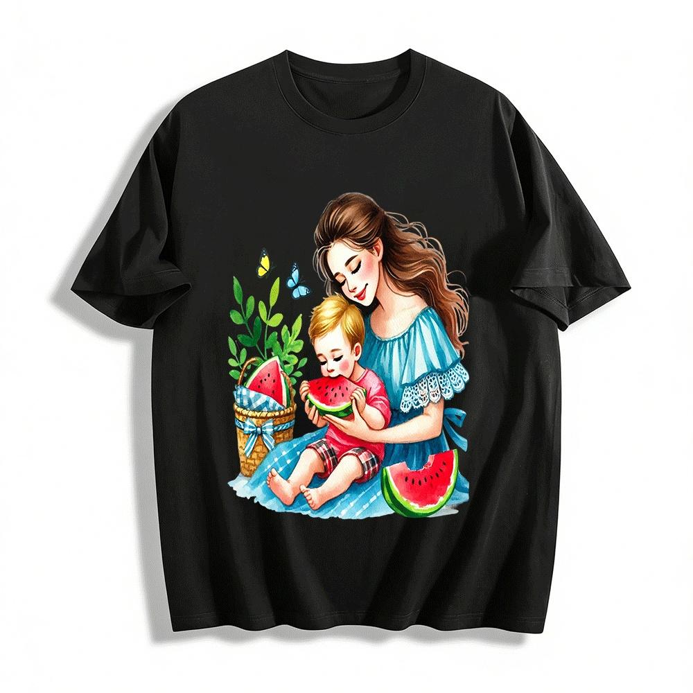 Mother Child Watermelon Print Casual Summer Top Pure cotton T-shirt XXS