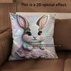 2D Cute Dressed Rabbits Pattern Pillow Covers Pattern Cushion Cover Suitable For Sofa Bedroom Car Pillow Cover