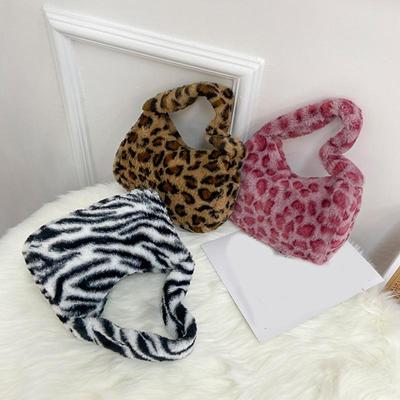 Underarm Shoulder Bag New Fashion Portable Shoulder Bag Western Style Furry Hoop Leopard Print Women's Bag Stuffed KTY